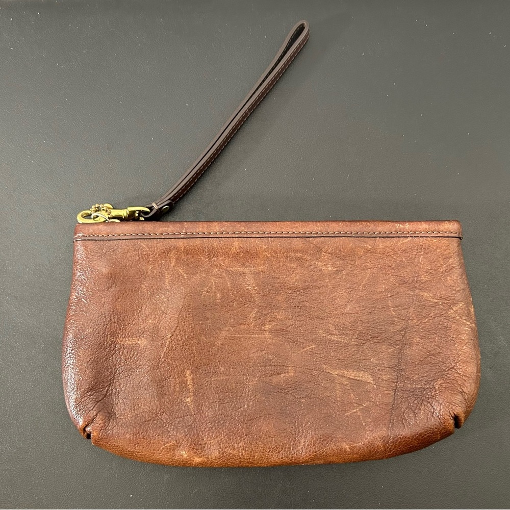 Coach Brown Leather Wristlet Clutch - Picture 3 of 5